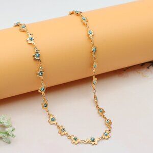 Rose Gold Elephant & Evil Eye Charm Necklace, XPNL0238